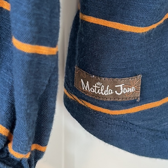 Matilda Jane "Moments With You" Striped Tee w Gathered Sleeves w MEASUREMENTS - Picture 7 of 12